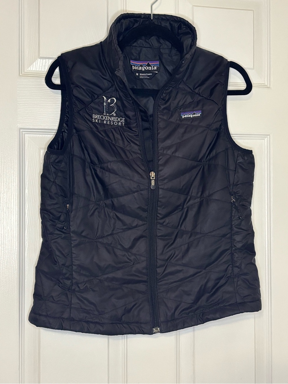 Patagonia Nano Puff Vest Women’s Medium Black Breckenridge Ski Resort Logo